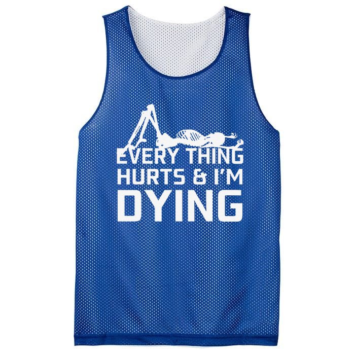 Everything Hurts & Im Dying Workout Funny Skeleton Mesh Reversible Basketball Jersey Tank