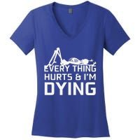 Everything Hurts & Im Dying Workout Funny Skeleton Women's V-Neck T-Shirt