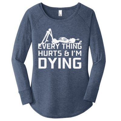 Everything Hurts & Im Dying Workout Funny Skeleton Women's Perfect Tri Tunic Long Sleeve Shirt