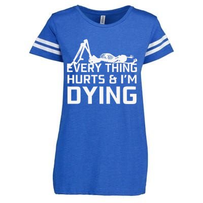 Everything Hurts & Im Dying Workout Funny Skeleton Enza Ladies Jersey Football T-Shirt