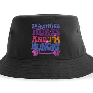 Everything Hurts IM Hungry Funny Workout Sustainable Bucket Hat