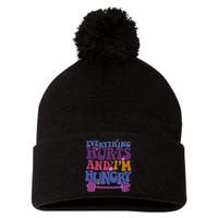 Everything Hurts IM Hungry Funny Workout Pom Pom 12in Knit Beanie