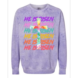 Easter He Is Risen Tie Dye Cross Colorblast Crewneck Sweatshirt