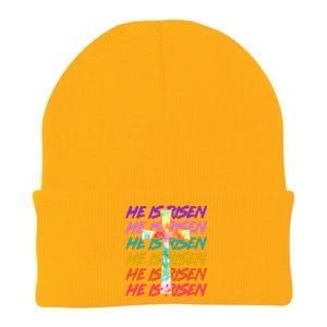 Easter He Is Risen Tie Dye Cross Knit Cap Winter Beanie