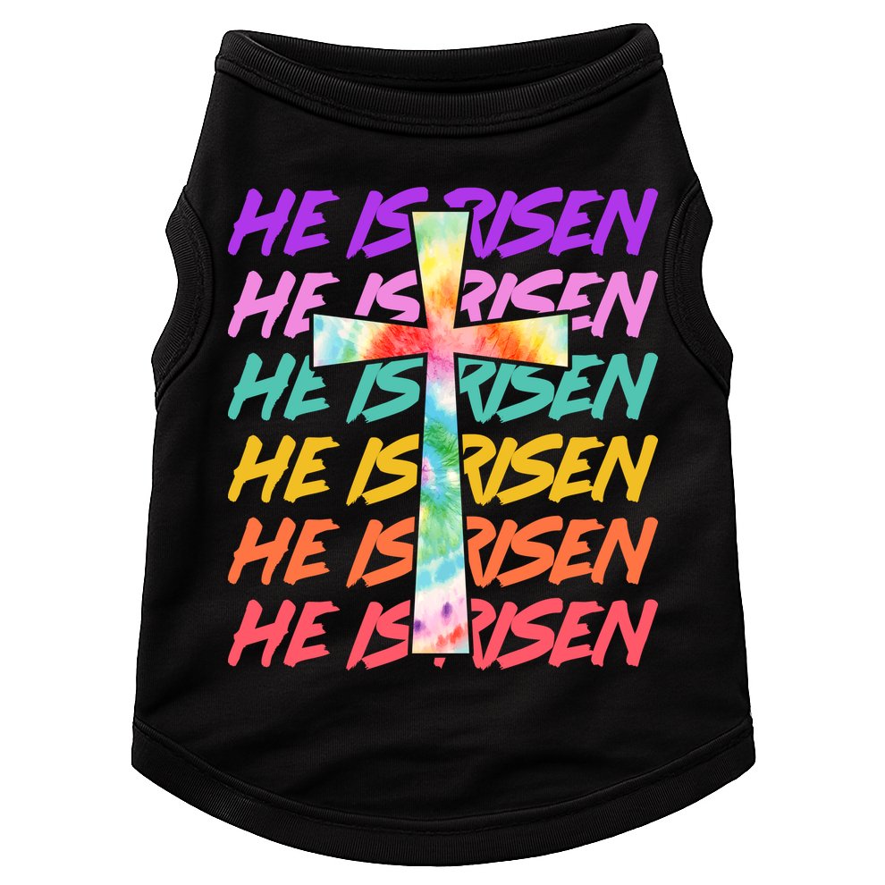 Easter He Is Risen Tie Dye Cross Doggie Tank