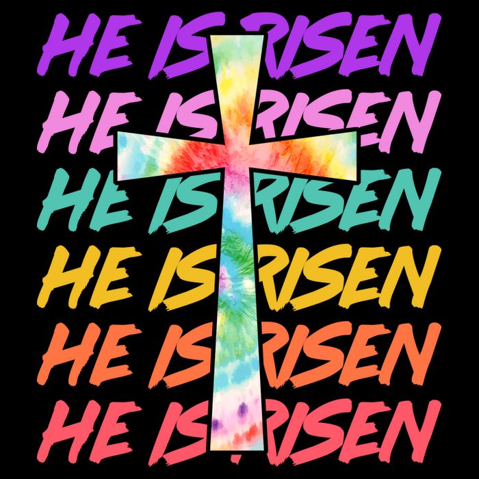 Easter He Is Risen Tie Dye Cross Sustainable Bucket Hat