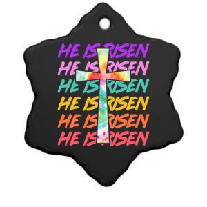 Easter He Is Risen Tie Dye Cross Ceramic Star Ornament