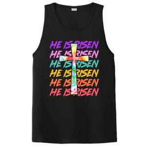 Easter He Is Risen Tie Dye Cross PosiCharge Competitor Tank