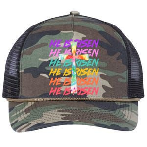 Easter He Is Risen Tie Dye Cross Retro Rope Trucker Hat Cap