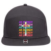 Easter He Is Risen Tie Dye Cross 7 Panel Mesh Trucker Snapback Hat