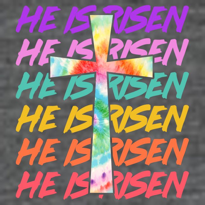 Easter He Is Risen Tie Dye Cross 7 Panel Mesh Trucker Snapback Hat