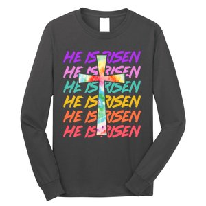 Easter He Is Risen Tie Dye Cross Long Sleeve Shirt