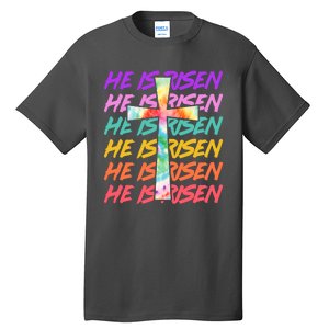 Easter He Is Risen Tie Dye Cross Tall T-Shirt