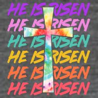 Easter He Is Risen Tie Dye Cross Button