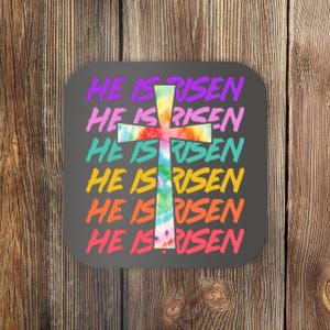 Easter He Is Risen Tie Dye Cross Coaster