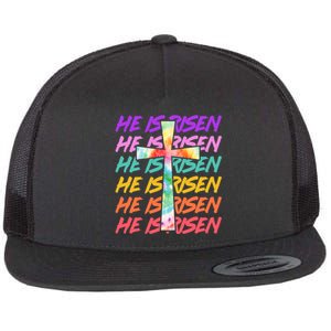 Easter He Is Risen Tie Dye Cross Flat Bill Trucker Hat