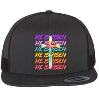 Easter He Is Risen Tie Dye Cross Flat Bill Trucker Hat