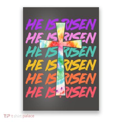 Easter He Is Risen Tie Dye Cross Poster