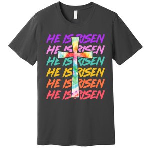 Easter He Is Risen Tie Dye Cross Premium T-Shirt