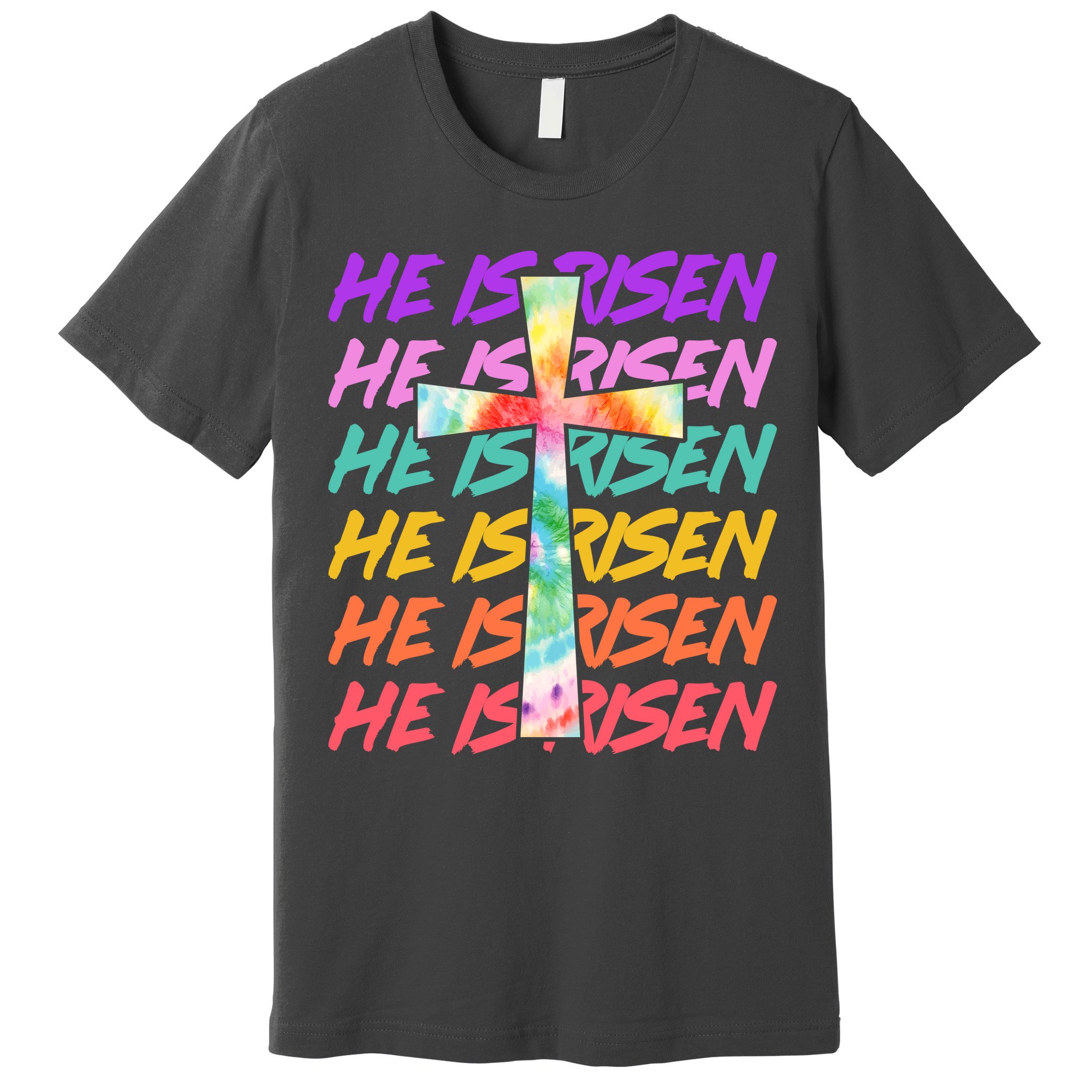 Easter He Is Risen Tie Dye Cross Premium T-Shirt