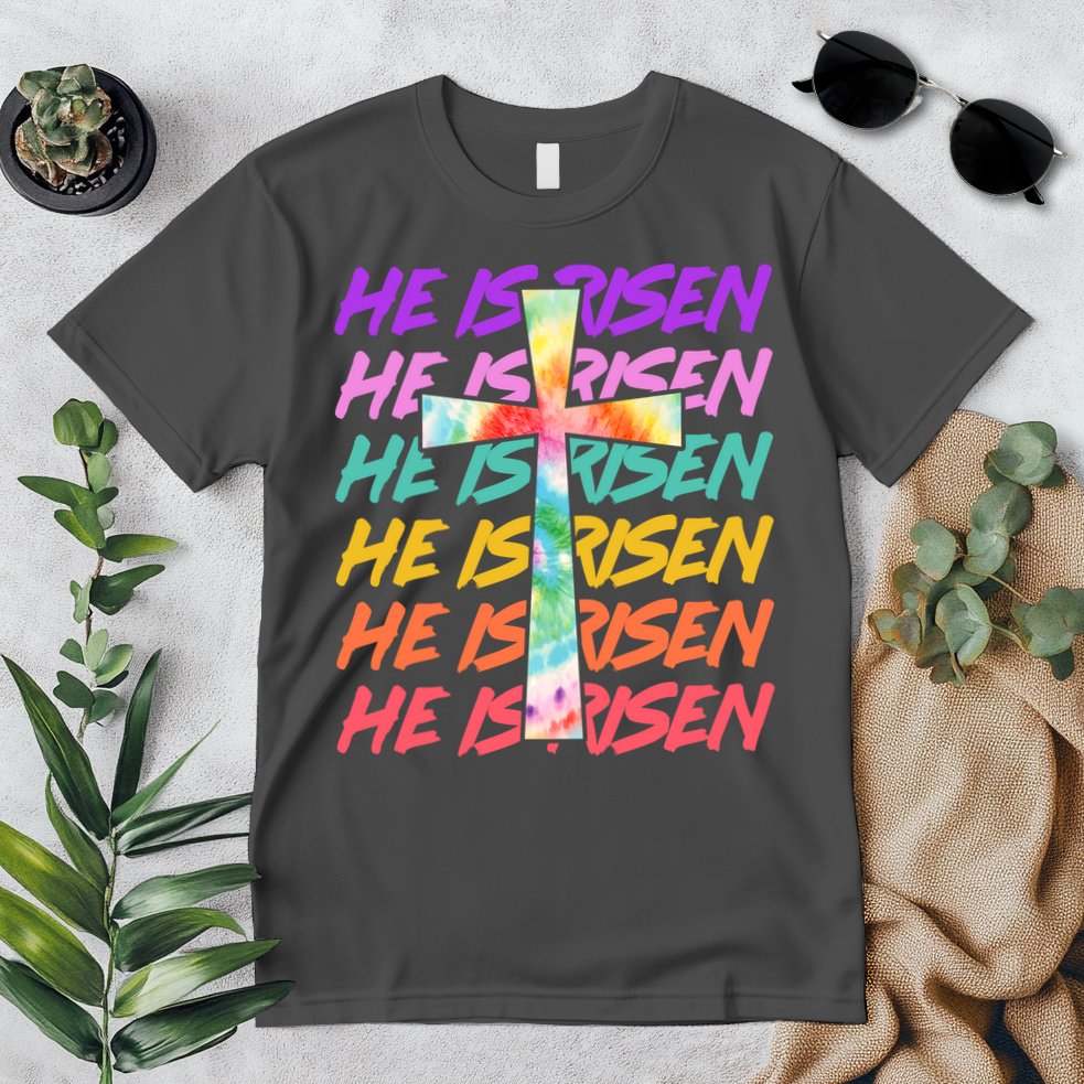Easter He Is Risen Tie Dye Cross Premium T-Shirt