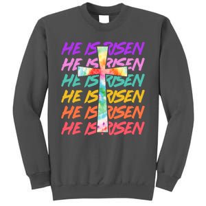 Easter He Is Risen Tie Dye Cross Tall Sweatshirt