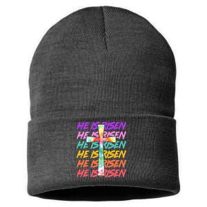 Easter He Is Risen Tie Dye Cross Sustainable Knit Beanie