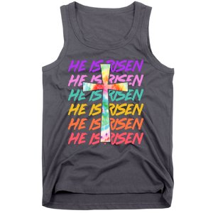 Easter He Is Risen Tie Dye Cross Tank Top