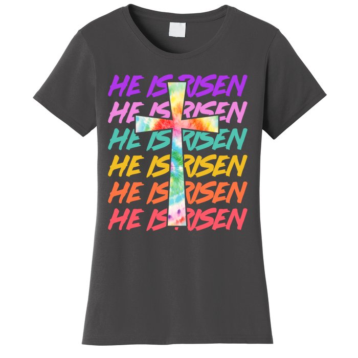 Easter He Is Risen Tie Dye Cross Women's T-Shirt