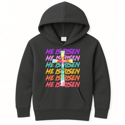 Easter He Is Risen Tie Dye Cross Kids Hoodie
