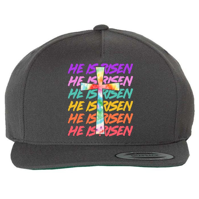 Easter He Is Risen Tie Dye Cross Wool Snapback Cap