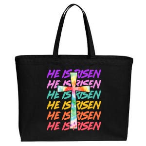 Easter He Is Risen Tie Dye Cross Cotton Canvas Jumbo Tote