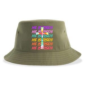 Easter He Is Risen Tie Dye Cross Sustainable Bucket Hat