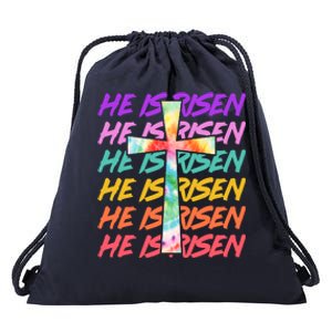 Easter He Is Risen Tie Dye Cross Drawstring Bag