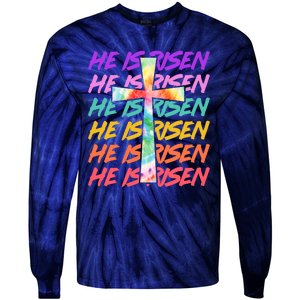 Easter He Is Risen Tie Dye Cross Tie-Dye Long Sleeve Shirt