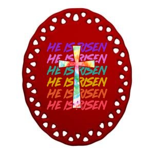 Easter He Is Risen Tie Dye Cross Ceramic Oval Ornament