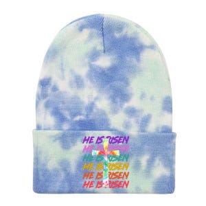 Easter He Is Risen Tie Dye Cross Tie Dye 12in Knit Beanie