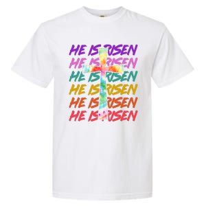 Easter He Is Risen Tie Dye Cross Garment-Dyed Heavyweight T-Shirt