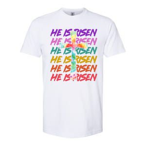 Easter He Is Risen Tie Dye Cross Softstyle CVC T-Shirt