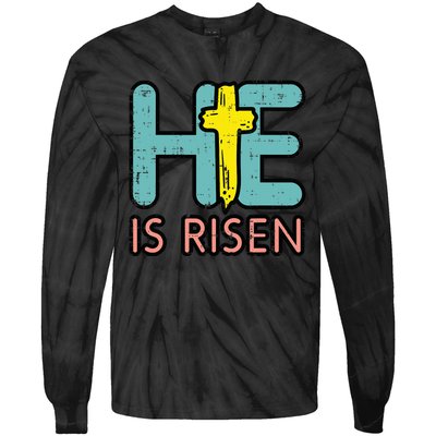 Easter HE Is Risen Jesus Resurrection Christian  Tie-Dye Long Sleeve Shirt