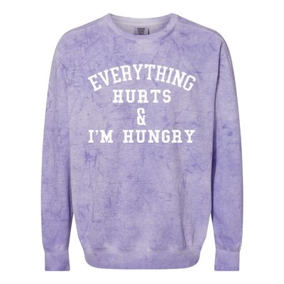 Everything Hurts & IM Hungry Running Marathon Runner Colorblast Crewneck Sweatshirt