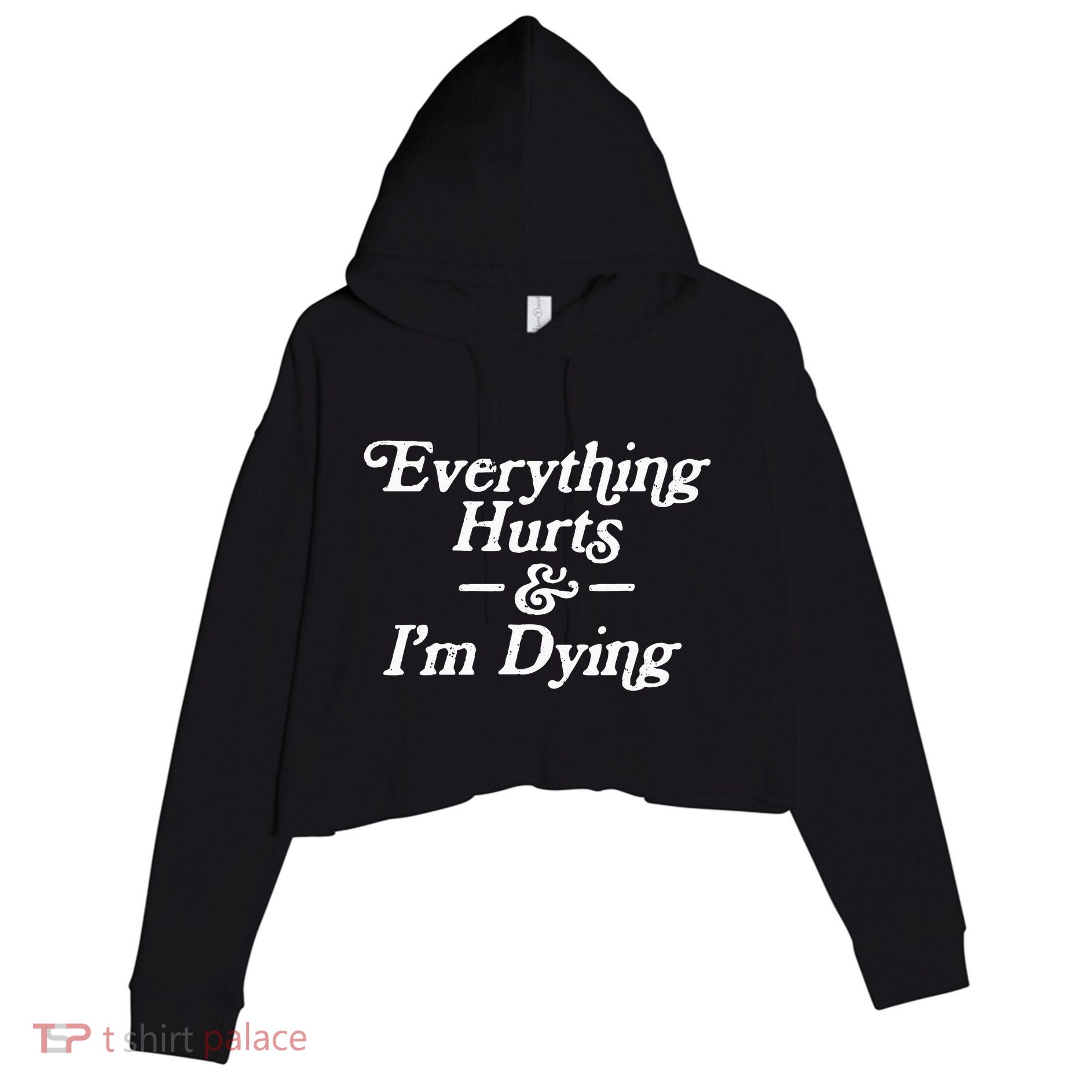 Everything Hurts & IM Dying Vintage 80s Sarcasm Crop Fleece Hoodie