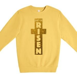 Easter He Is Risen Christian Graphic Faith Premium Crewneck Sweatshirt