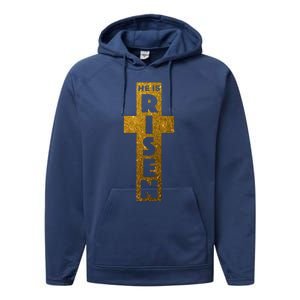 Easter He Is Risen Christian Graphic Faith Performance Fleece Hoodie