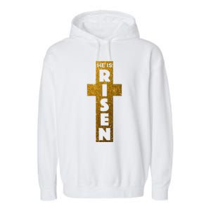 Easter He Is Risen Christian Graphic Faith Garment-Dyed Fleece Hoodie