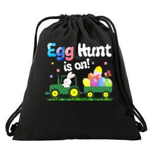 Egg Hunt Is On Tractor Funny Easter Bunny Boy Drawstring Bag