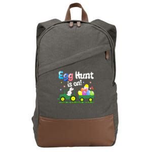 Egg Hunt Is On Tractor Funny Easter Bunny Boy Cotton Canvas Backpack