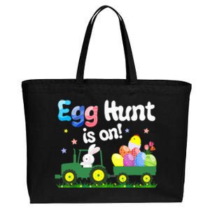 Egg Hunt Is On Tractor Funny Easter Bunny Boy Cotton Canvas Jumbo Tote