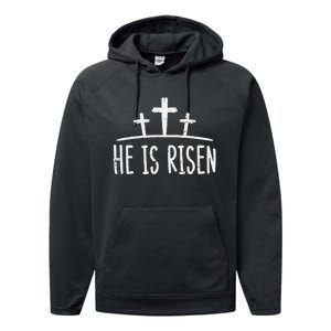 Easter He Is Risen Cross Religious Christian Performance Fleece Hoodie