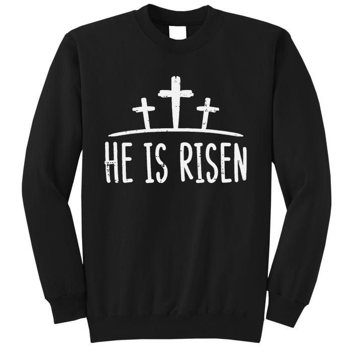 Easter He Is Risen Cross Religious Christian Sweatshirt